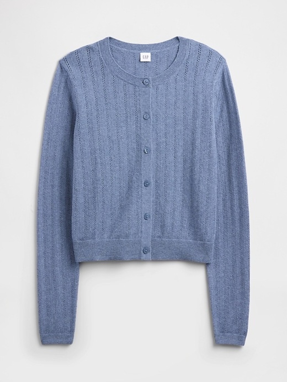 GAP Factory Light Blue Pointelle Button Cardigan